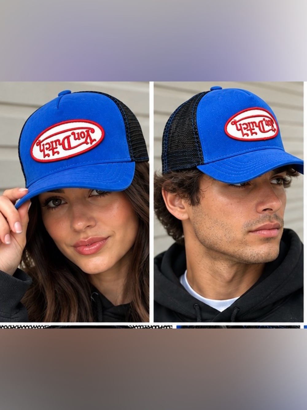 Von Dutch Trucker Hat Blue & Black Mesh Snapback | Vintage Y2K Style Unisex